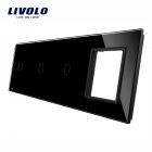 Livolo Combinatie Glasplaat 3 x Enkelpolig + 1 x Stopcontact Zwart