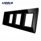 Livolo Combinatie Glasplaat 1 x Enkelpolig + 3 x Stopcontact Zwart