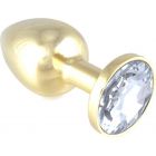 Rimba Goud Buttplug Klein met Kristal Unisex Transparant RVS 